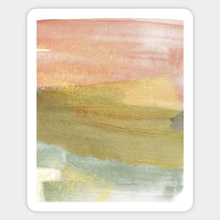 Watercolour Abstract Art, Gold, Pink and Green Sticker